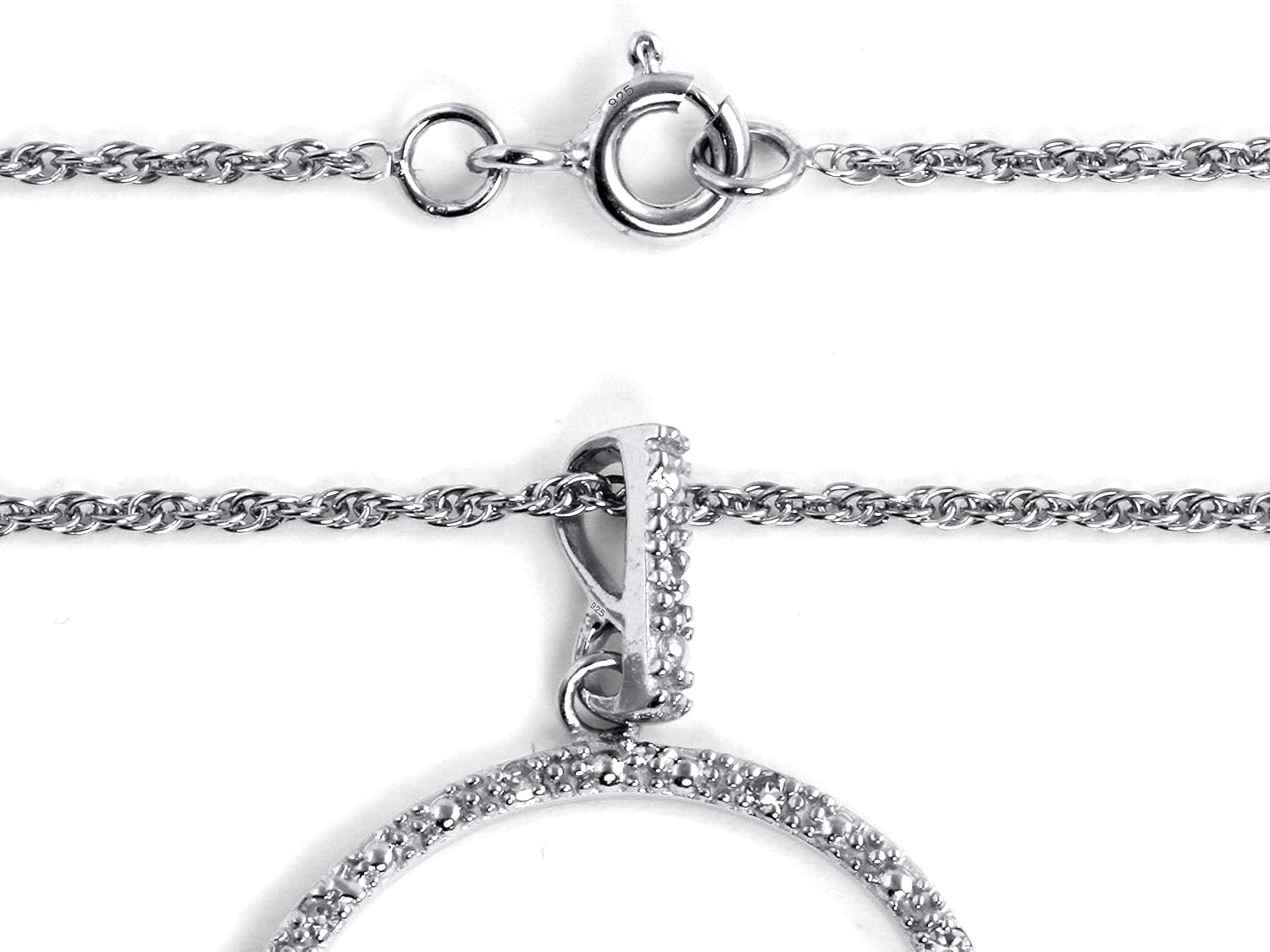 PalmBeach Platinum-plated Sterling Silver Round Genuine Diamond Heart Pendant (1/8 cttw, I Color, I3 Clarity)