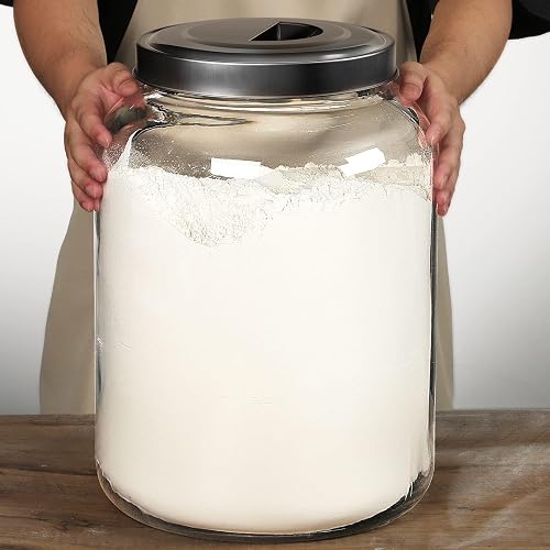 Daitouge Large Glass Jars with Lids, 5.5 Gallon (21000 ML) Glass Canisters - Super Wide Mouth Glass Jar Heavy Duty Glass Storage Jars with Lid for Storing Flour, Rice, Set of 1