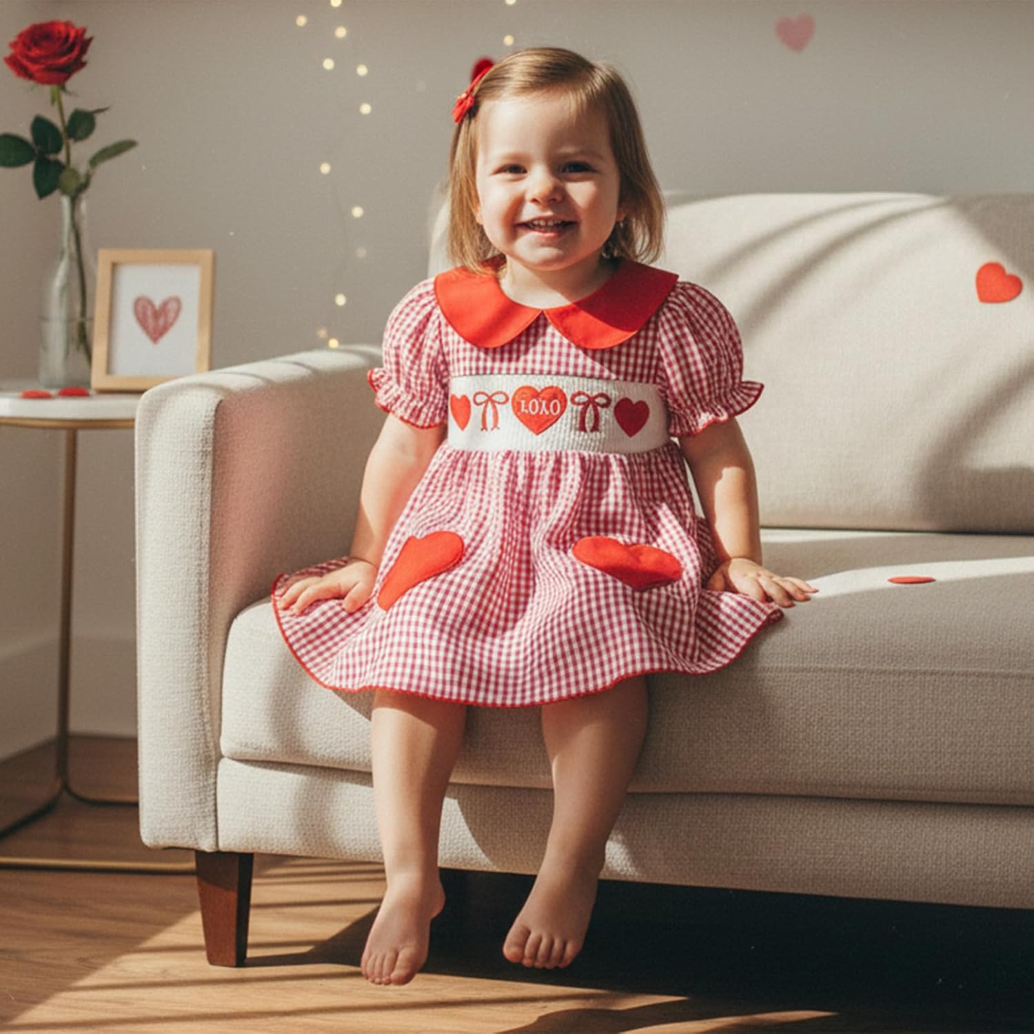 Baby Girl Summer Clothes Bow Embroidery Romper Dress Short Sleeve Plaid Jumpsuit Skirt Hem Bodysuit Cute Outfit - Image 4