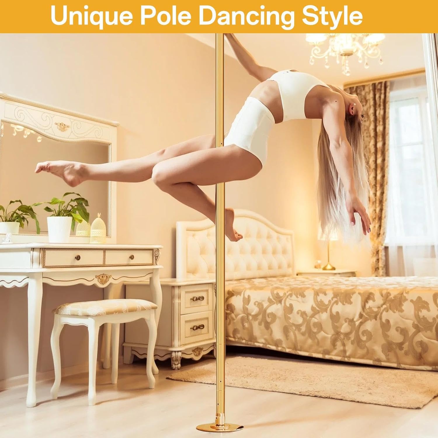 Dancing Poles-Anti-Slip Fitness Pole | Heavy Duty Professional 45mm Spinnings & Static Dance Pole,Stripper Pole Adjustable Height(88"-108"),Holds 330 Lbs,Kit for Home,Fitness,Pole Dance