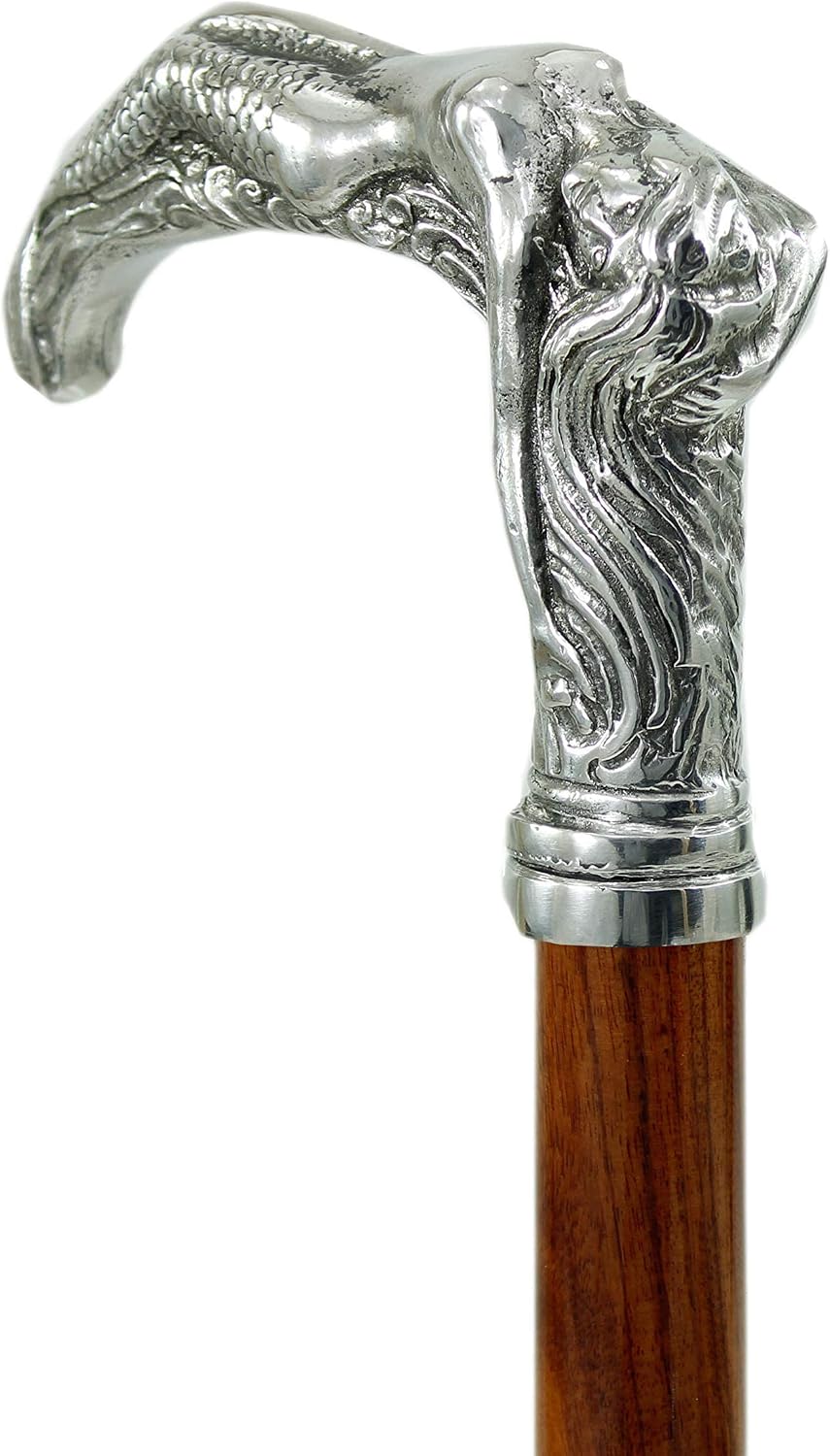 Walking Stick - Beech Wood, Pewter Handle, Made in Italy, Robust