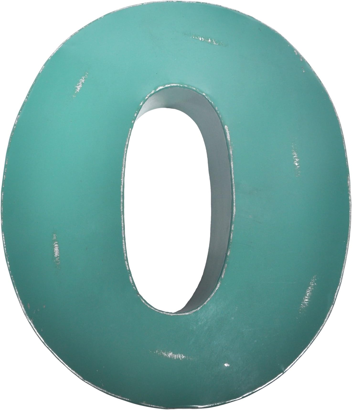 Found Object Sansarif 12-Inch Solid Letter Wall Hanging, Capital O, Turquoise