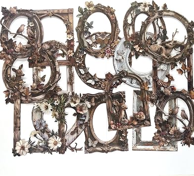 30 pcs Vintage Thick Cutout Scrapbook Paper Collage Supplies, Butterfly Flower Forest Photo Frame Paper Cut Outs Bulk for Crafts Scrapbooking Card Making Bulletin Board