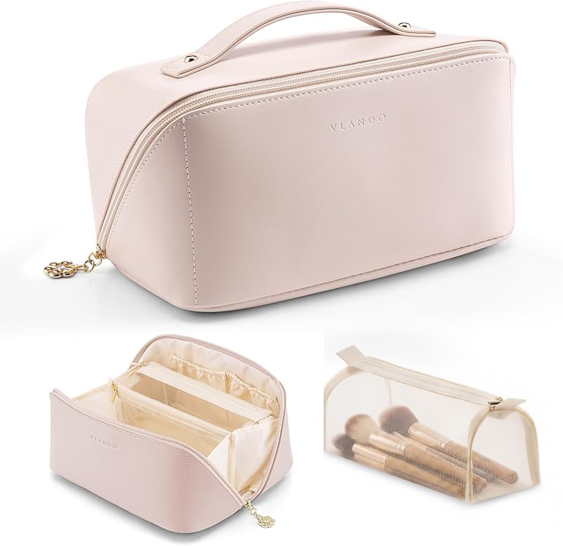 Necessaire VLANDO com abertura de 180°, alça de transporte, 03.Apricot Pink