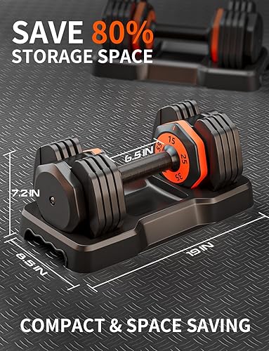 Miniatura 3 de LEEKEY Mancuernas ajustables, mancuernas con mango antideslizante para ejercicio y fitness, ajuste rápido de peso, equipo de entrenamiento