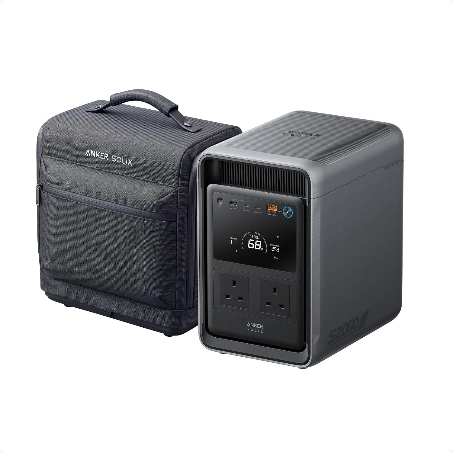 Anker SOLIX S2000, 2010Wh 1500W Power Station with Waterproof Bag, 10ms UPS