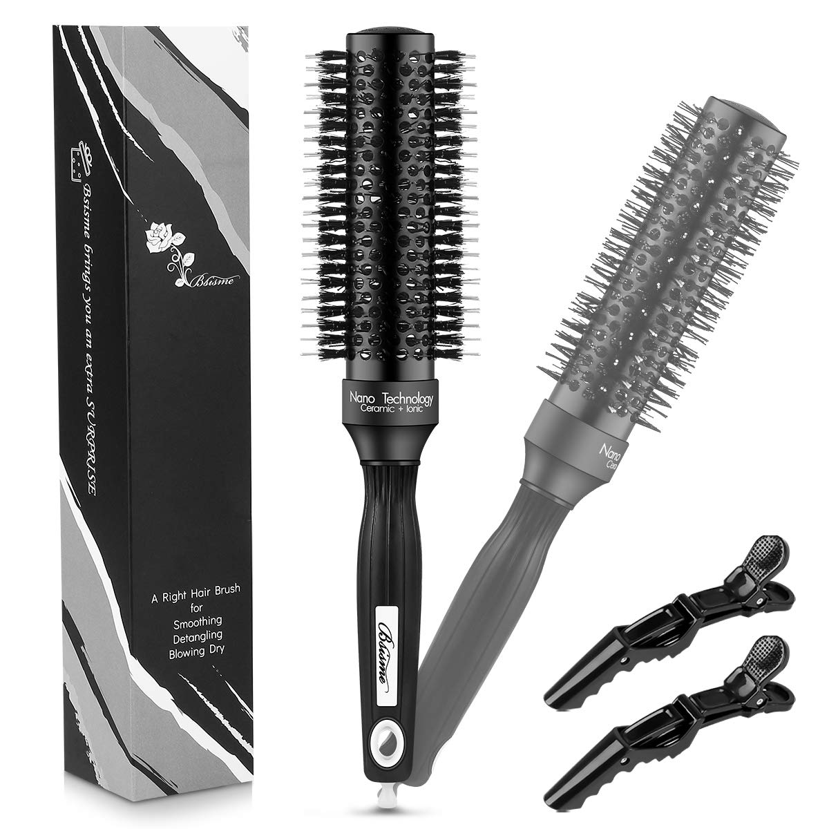 Round Brush with Boar Bristles for Blow Drying,1.3 Inch