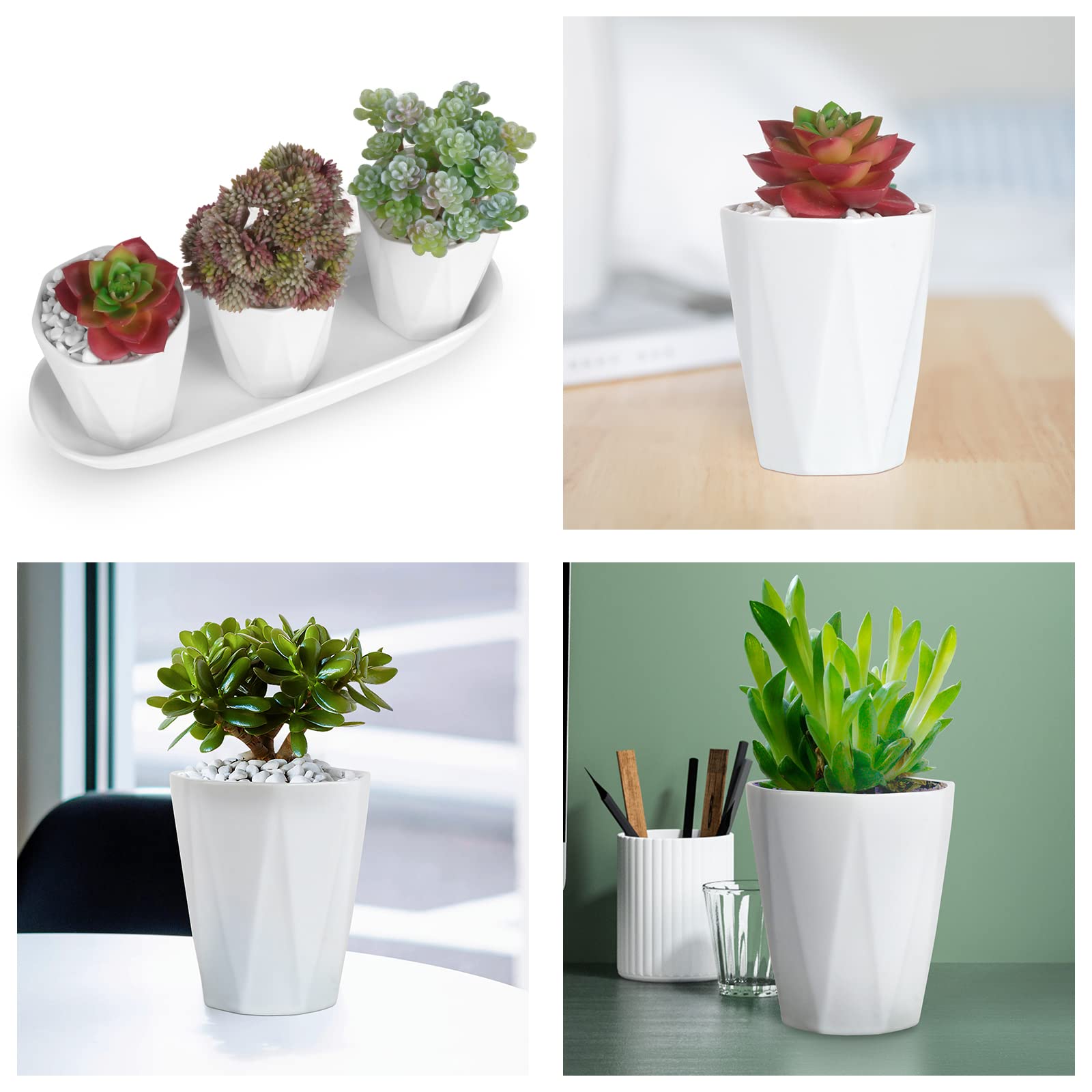 Plant Pot T4U Small Ceramic Succulent Pots With Drainage - Set Of 12 ...