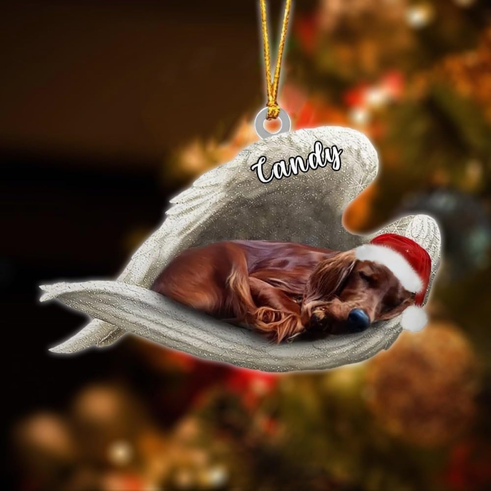 Luckluccy Irish Setter Custom Dog Sleeping Angel Christmas Ornament,Acrylic 2025,Gifts For Dog Lovers,Tree Decor