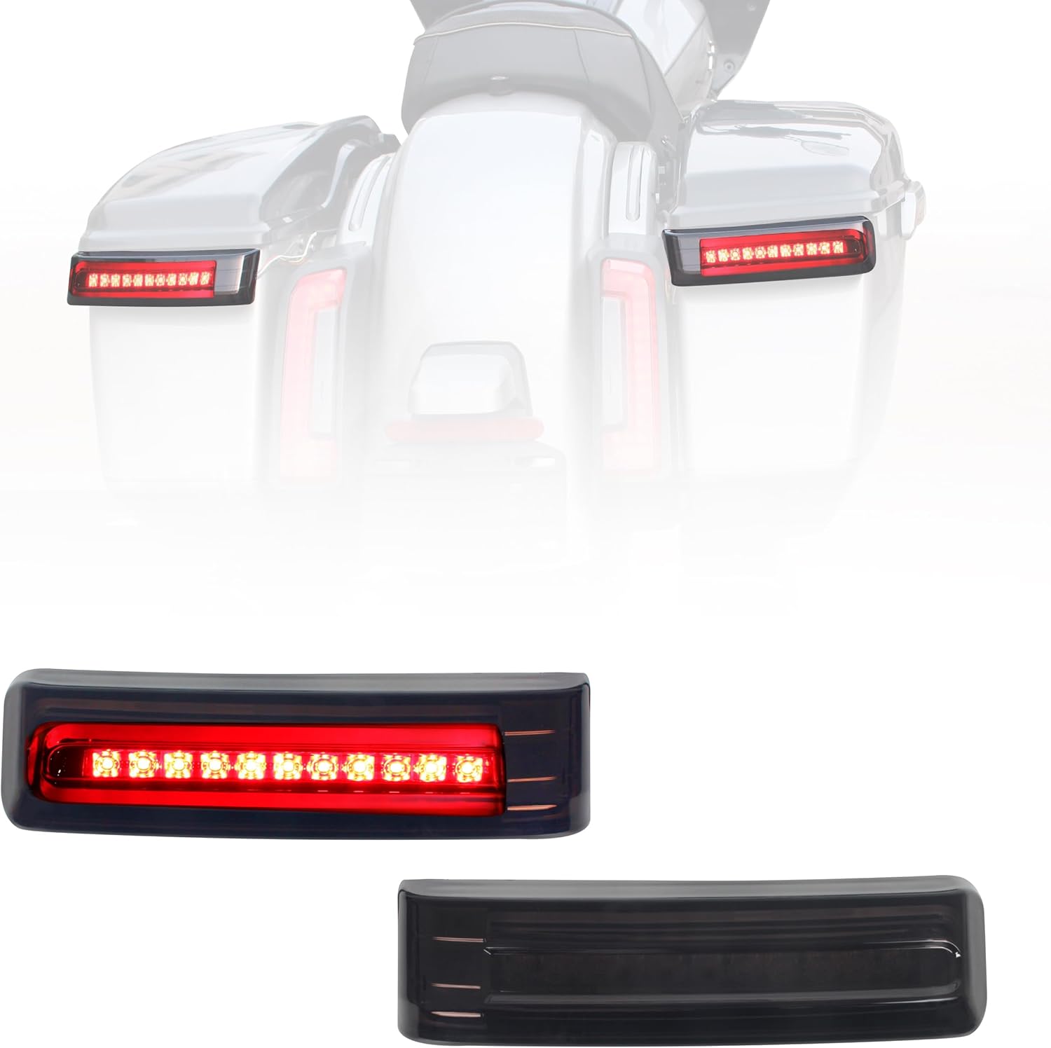LED Saddlebag Tail Light Compatible With CVO Road Street Glide 2023-2025, Side Luggage Run Brake Turn Signal Lamp LED Tail Light for Harley FLHX FLTRX FLTRXSTSE 2024-2025 (Smoked)