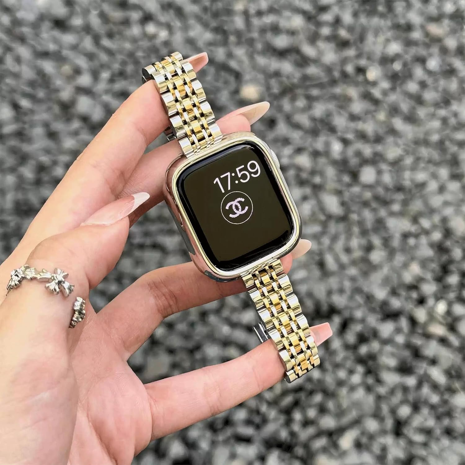Slim Metal Band Compatible with Apple Watch Bands for Women, Series 11/10/9/8/7/6/5/4/3/2/1/SE, 42mm (S11/10),41/40/38mm Stainless Steel Bracelet, Gold & Silver/Gold - Image 8