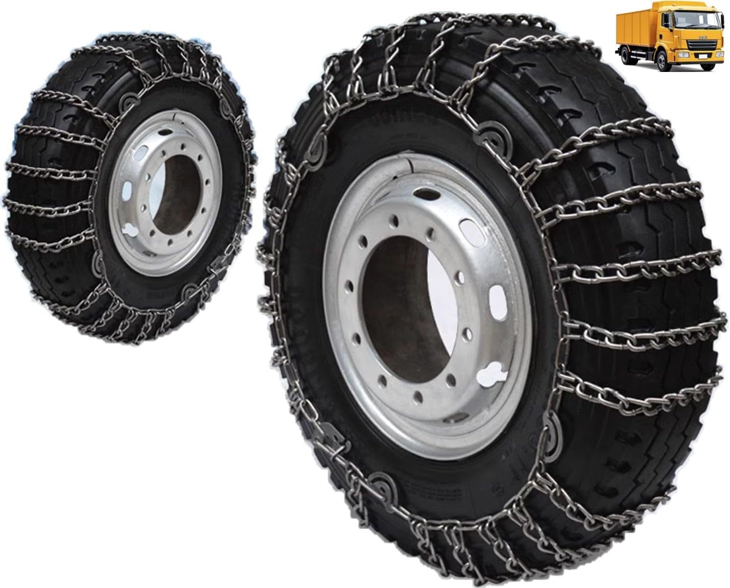 Tire Traction-Set of 2 Snow Chains for Semi Trucks Snow Chains for Car Tires Universal Metal Tire Chains for SUV Trucks Pickup Trucks Van Trucks ATV Light Truck 9mm_11.00-20 9mm 225/75R17.5