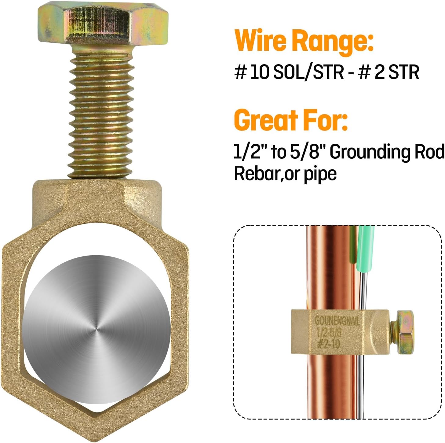 GOUNENGNAIL Copper Ground Rod Clamp, Great for 1/2”- 5/8’’ Grounding Rods(25PCS Copper Clamp)