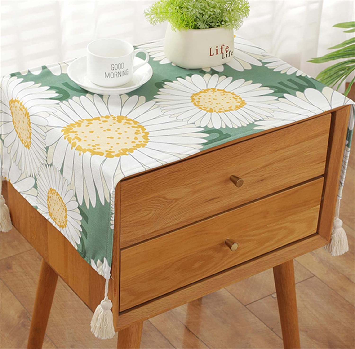 Jacquard Bedside Table Cover Towel Microwave Refrigerator Washing Machine Cover Cloth Tablecloth Multi-Functional Dustproof Cloth (15.7 * 35.4 inches,Navy Blue)