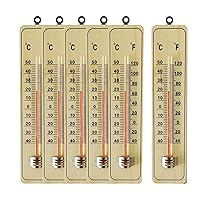 Vista 1 de Termómetro de madera para interiores, juego de 6 termómetros para exteriores, termómetros meteorológicos, termómetro de madera con doble escala, ℉