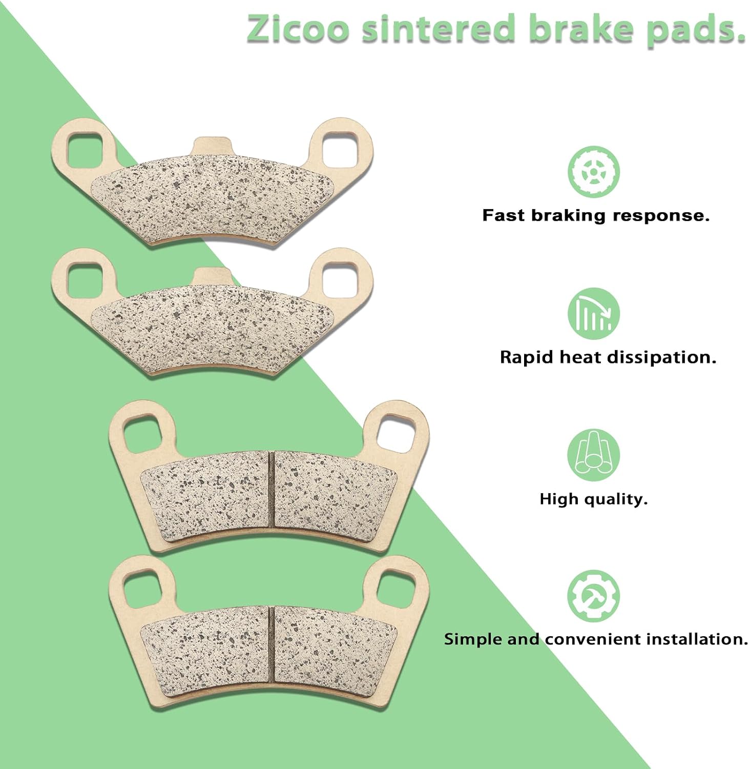 Sintered Front Rear Brake Pads for Polaris RZR 800 2008-2014 RZR 800S S-800 2009-2014 RZR 570 S-570 2012-2015