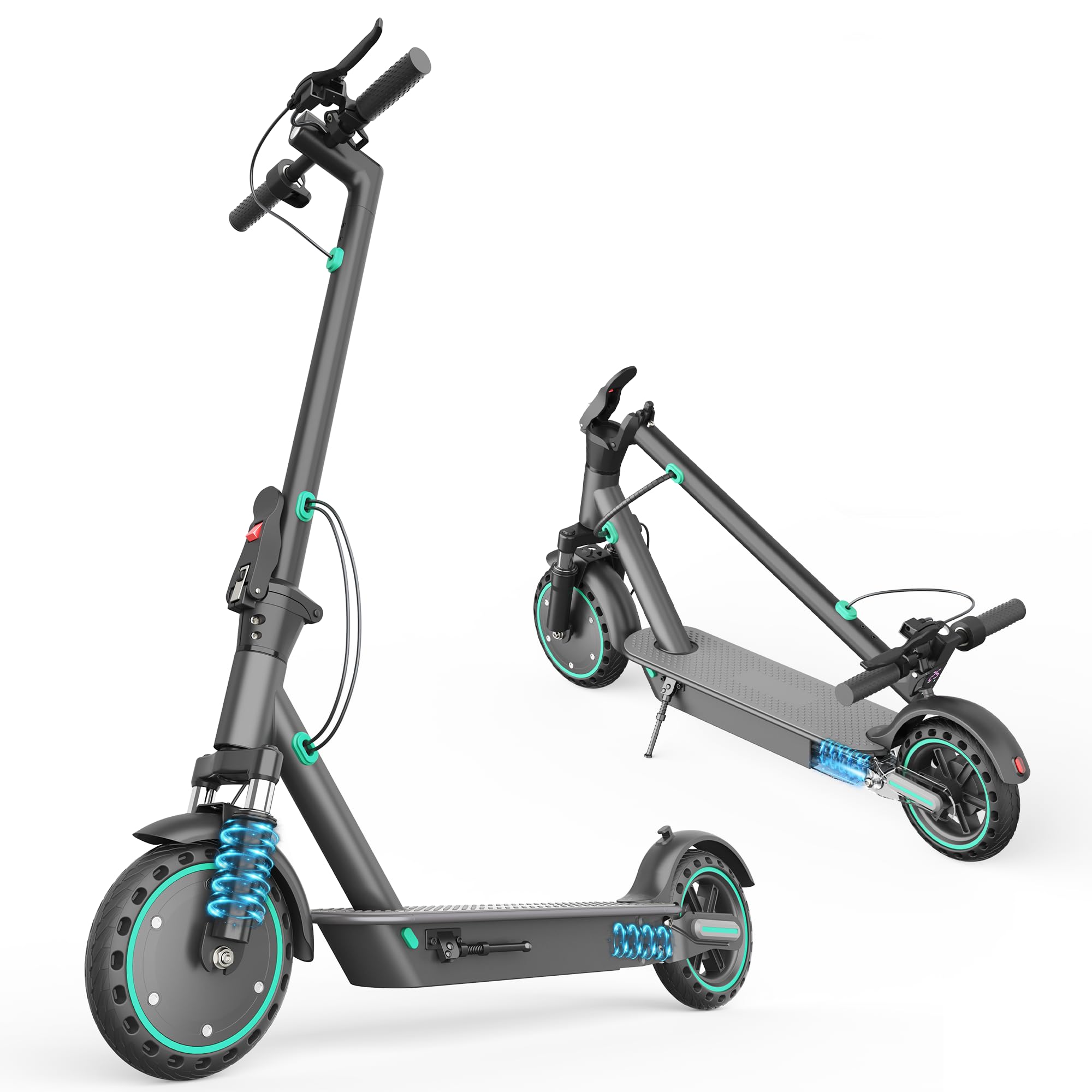 EggKing Patinete eléctrico D8 con doble suspensión, batería de litio de 36 V 10,5 AH