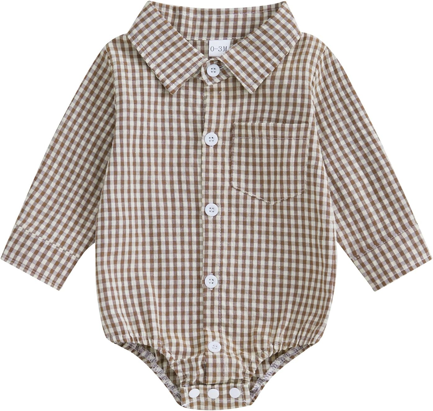 Douhoow Baby Plaid Romper Boys Girls Button Down Bodysuit Long Sleeve Lapel Neck Tops Fall Winter Festival Clothes