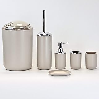 Rubyz 6 Piece Elegant Bathroom Accessory Set | Washroom Essentials | Soap Box, Dispenser, Toilet Brush, Toothbrush Holder,...