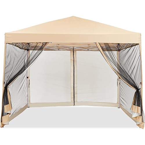 GarveeHome Easy Setup Pop-Up Canopy Tent 10x10ft – Waterproof Outdoor Gazebo with Removable Sidewall, UV Protection, Portable Sun Shelter for Camping, Patio, Backyard, Events – Classic Model