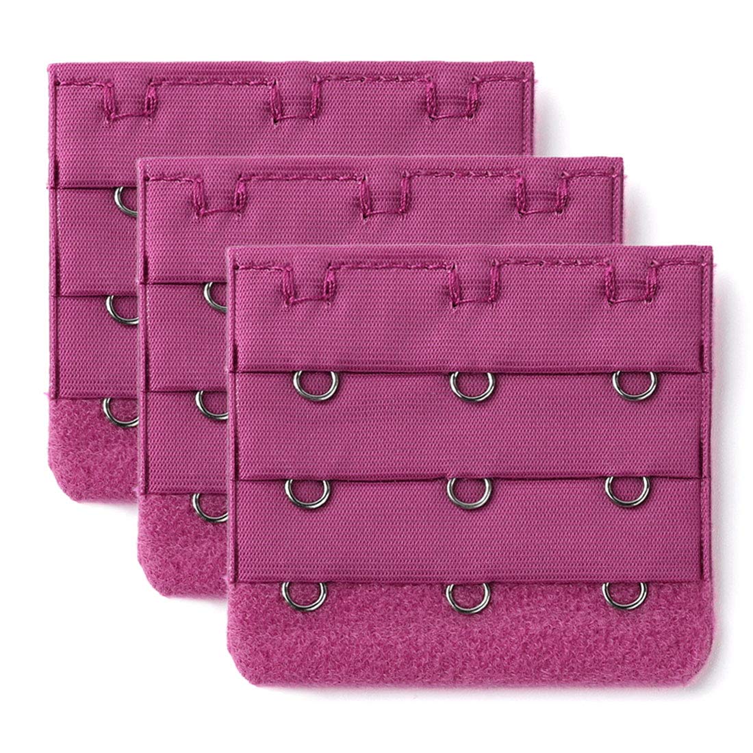 Sourcing Map Women's Fuchsia 3 Hook 3 Row Stretchy Bra Strap Extenders Buckle Hooks Bra Band For 3 Pcs