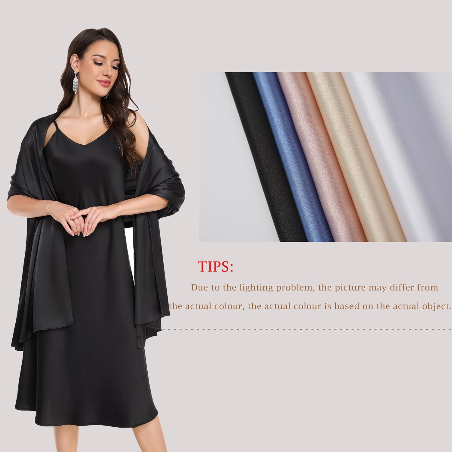 Shawls and Wraps for Evening Dresses Satin Shawl Wraps for Women Wedding Formal Shawl - Image 6