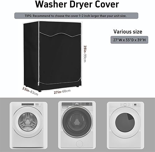 Miniatura 2 de MBOOM Cubierta para lavadorasecadora para carga frontal, cubierta de lavadora impermeable, a prueba de polvo, 600D resistente Oxford fundas para
