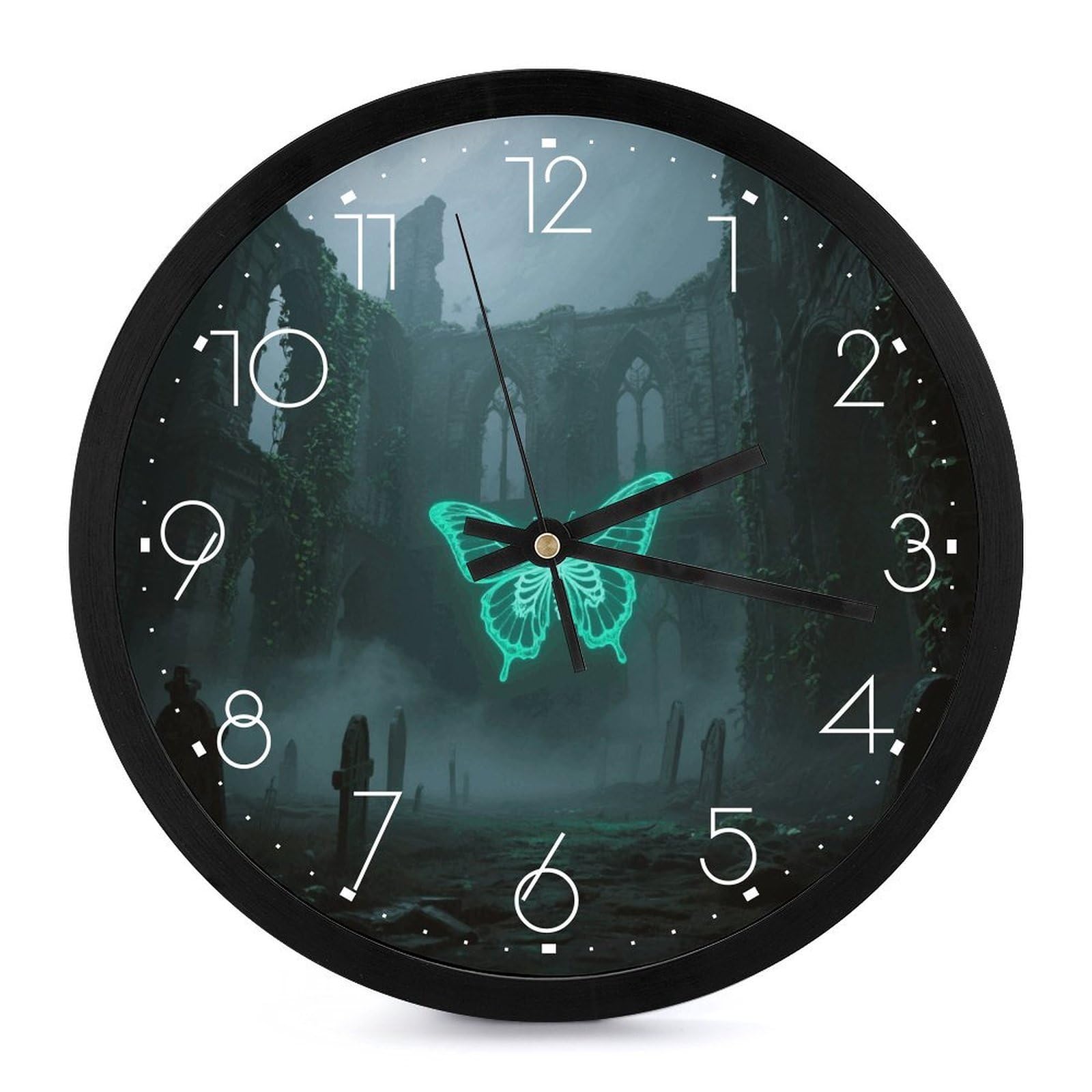 Horloge murale numérique squelette papillon moderne silencieuse à piles 25,4 cm
