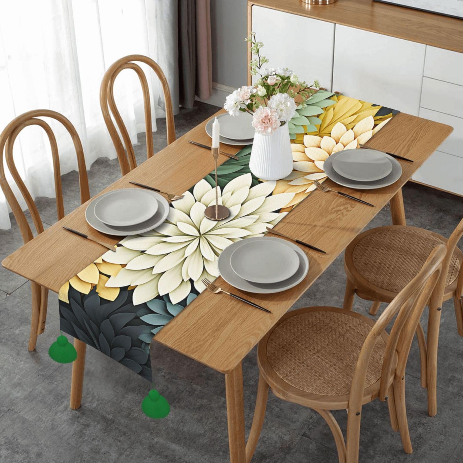 Chemin de table de ferme pour décoration de fête et repas de jardin