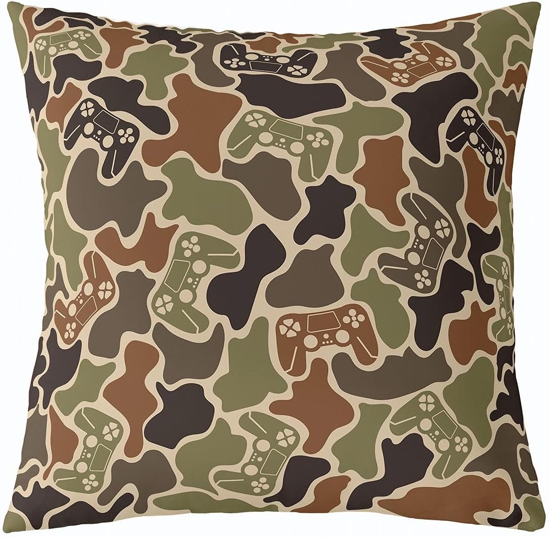 Feelyou Kids Boys Girls Camo Gamer Throw Pillow Covers 1 Pcs 24"x24"