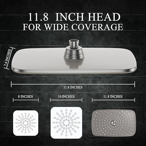 Miniatura 3 de Veken Cabezal de ducha de lluvia de 11.8 pulgadas con ducha de mano, cabezales de ducha de mano de alta presión con múltiples modos de rociado,