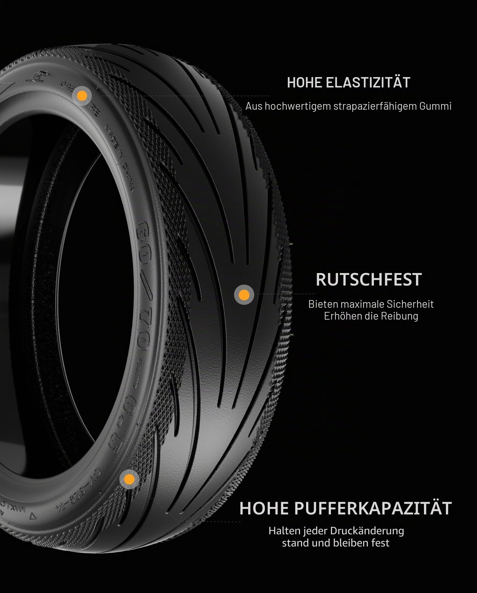 Jelly Tubeless Reifen 60/70-6,5 Zoll kompatibel mit Segway Ninebot F2-Serie | Rutschfester Gummi-Außenreifen, hohl, 10 Zoll, passend für KickScooter Modelle F2, F2 Pro, F2 Plus, F20D, F30D, F40D