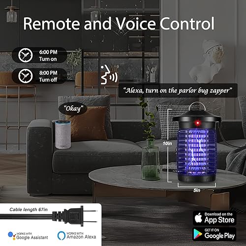 Miniatura 3 de Trampa inteligente para insectos voladores para interiores y exteriores, los exterminadores eléctricos pueden ser control remoto por aplicación y