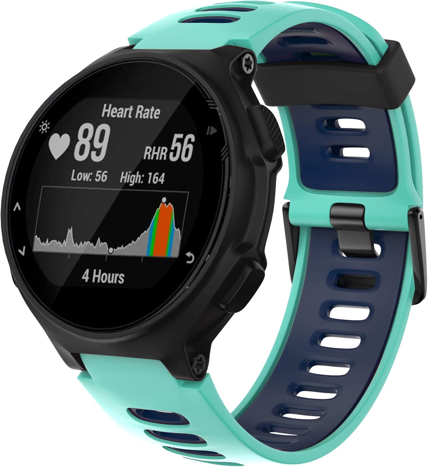 6 stuks 735xt sluitringen compatibel met Garmin Forerunner 220, 235, 230, 35, 620, 630, 745, 935, 945, 735XT, 22 mm, siliconen horlogebandje, lus, Rubber