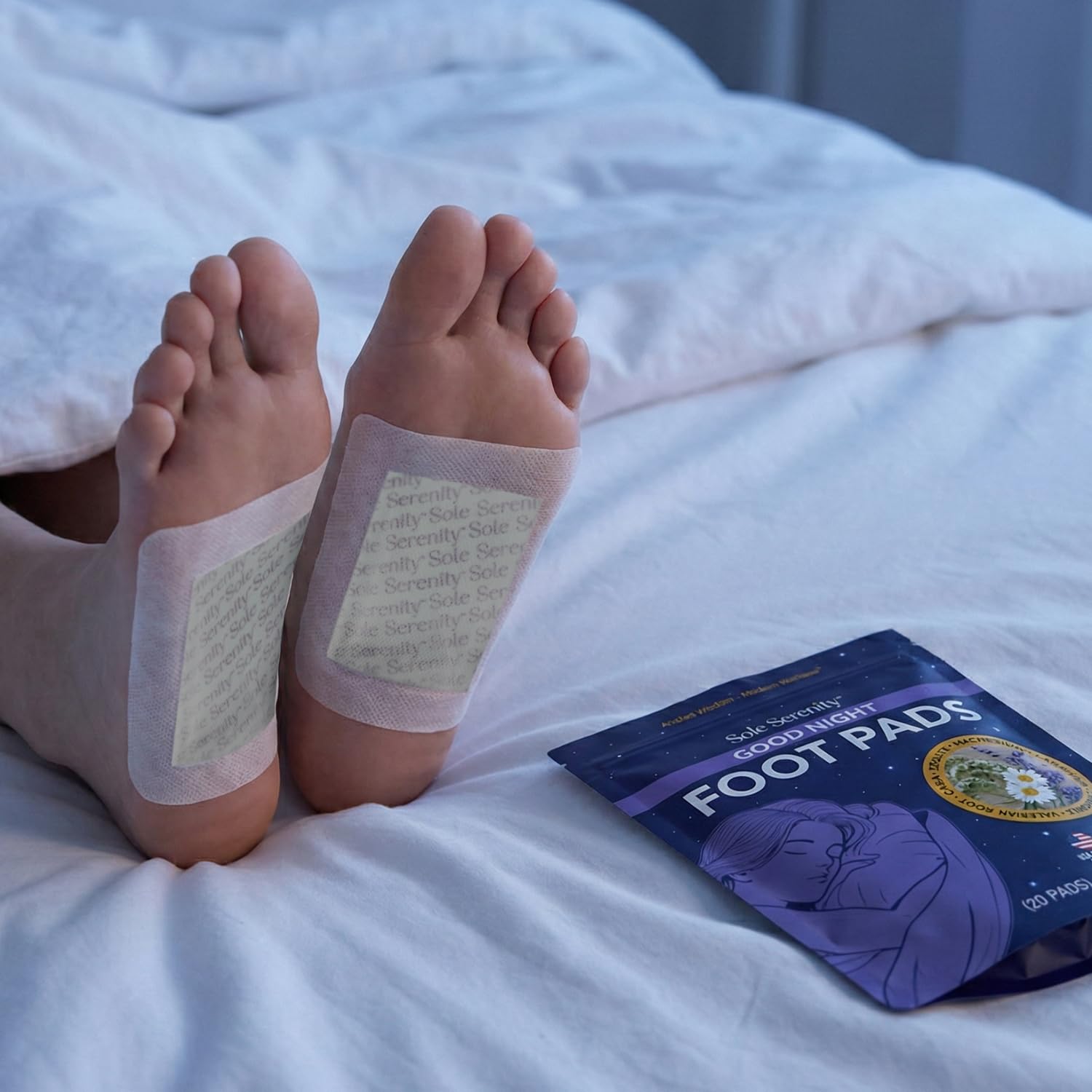 Sole Serenity Good Night Foot Pad Magnesium Glycinate, Valerian Root, Lavender (20 Pads)