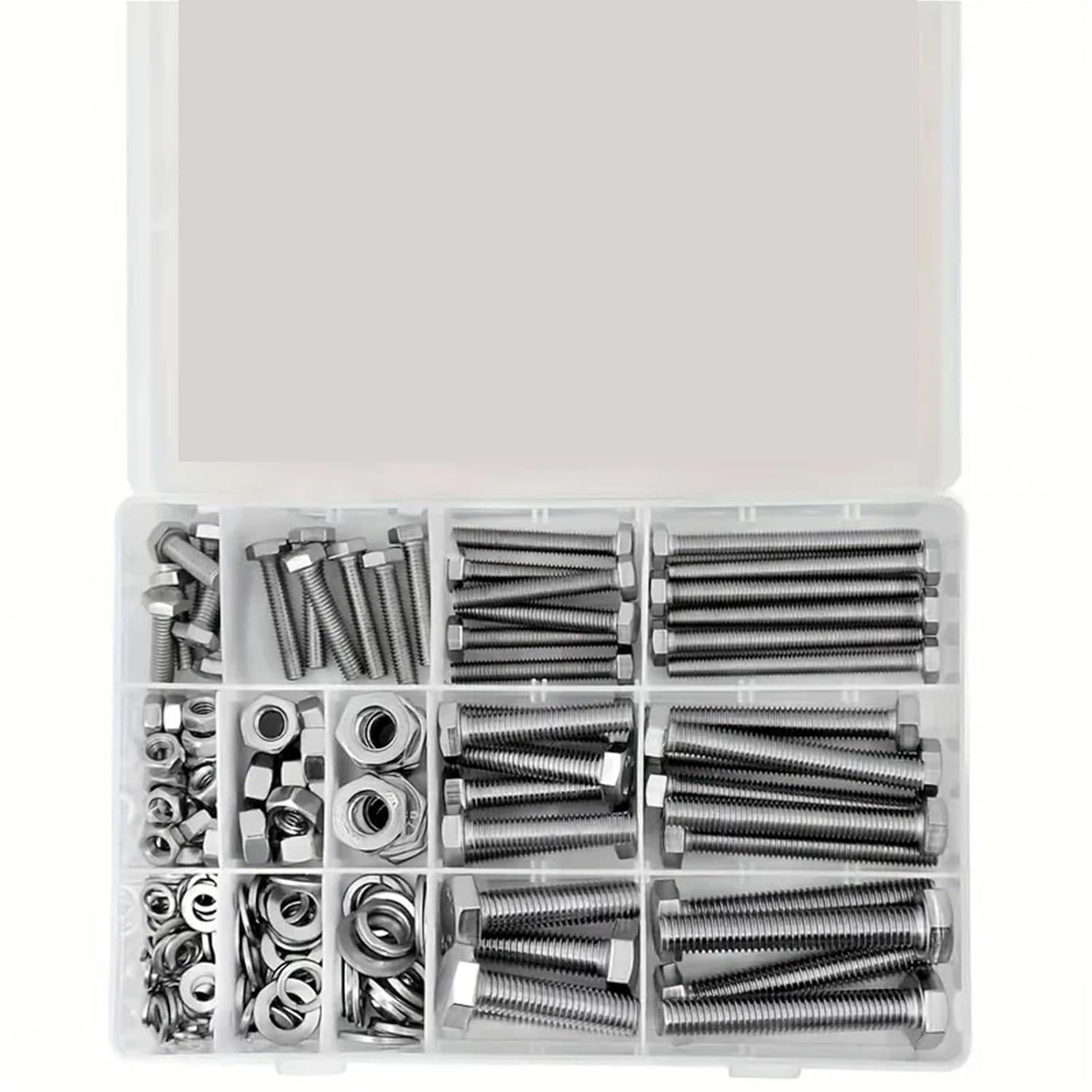 Set Screw Assortment Kit 304 Stainless Steel Heavy Duty Bolts and Nuts Assortment Kit for Homeowners,DIYers,Mechanics,Industrial Workers