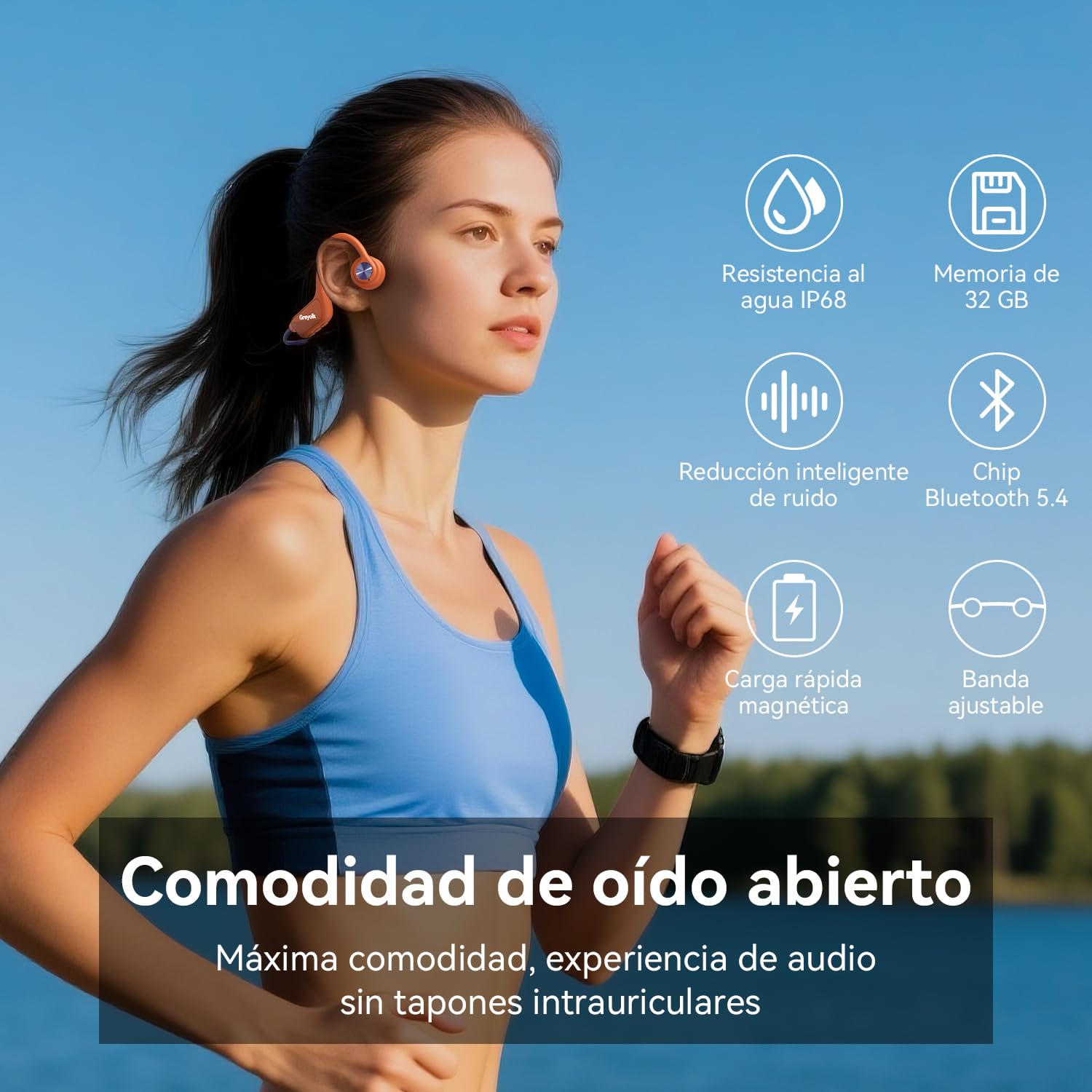 Auriculares de natación IP68 impermeables, auriculares de conducción ósea de oreja abierta, Bluetooth 5.4, MP3 integrado de 32 GB, auriculares deportivos subacuáticos para natación, correr