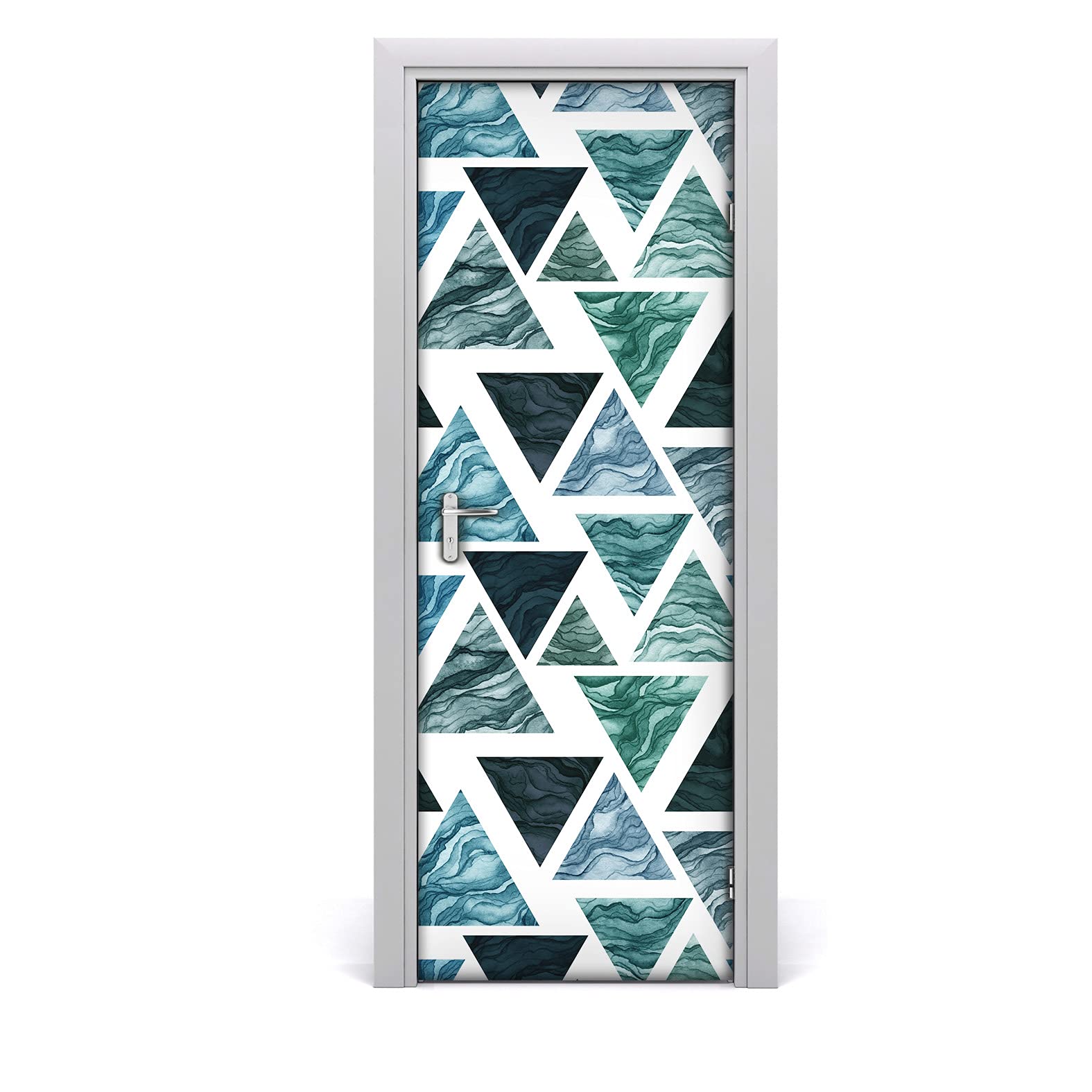 Papier peint sur la porte mural triangles pour salon et entrée