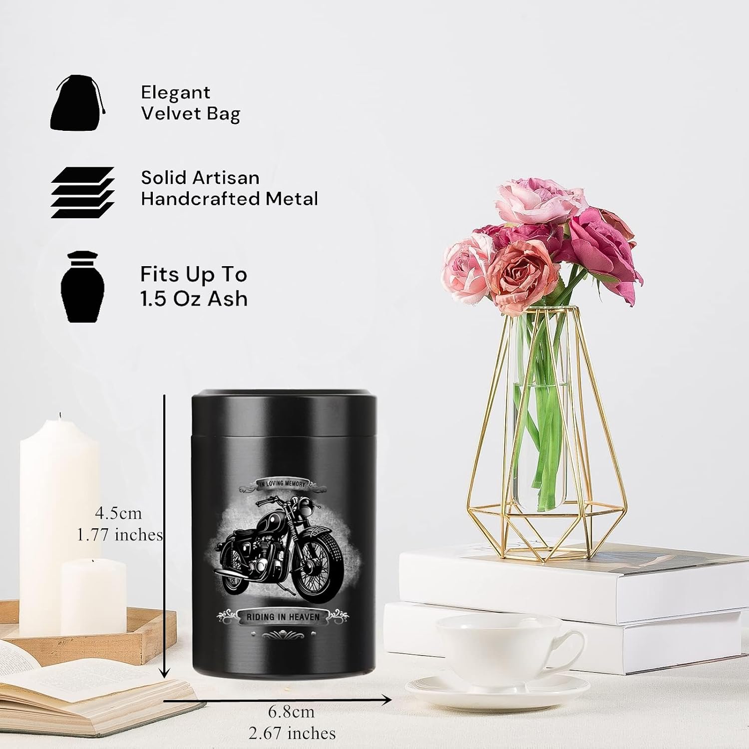 Small Urns for Human Ashes 2.75 Inch Set of 4 Mini Cremation Urn for Ashes Adult Aluminum Motorcycle Memorial Ashes Keepsake Urn Sharing for Female Male