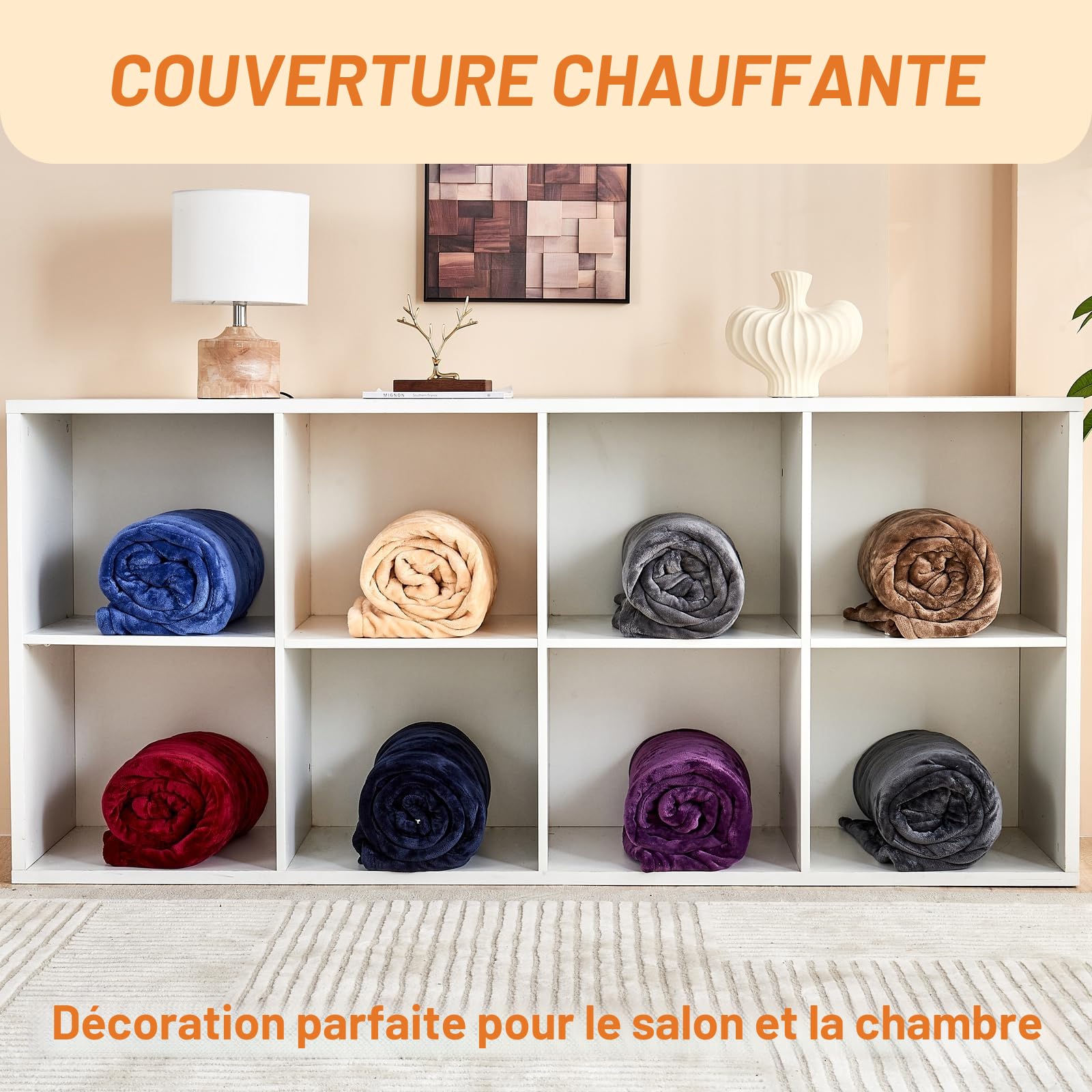 Couverture chauffante 135 * 200 cm Couvertures électriques chauffantesrapide - Couvertures de lit en Flanelle Douce et de 10 Niveaux de Chauffage pour (Light Gray, 135 * 200)