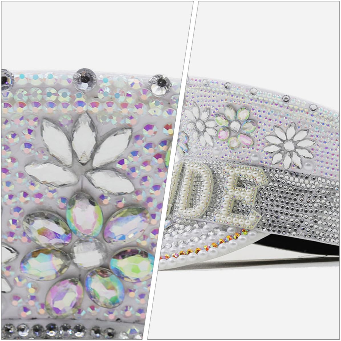 CRAFTHROU Sombrero Blanco Tamaño Ajustable Adecuado para Despedidas de Soltera y Cómodo Gemas para Mujer y Fiestas Obsequios