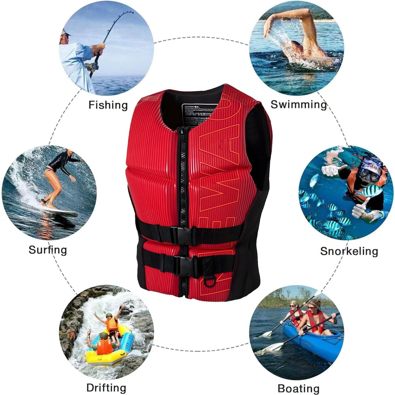 Chaleco de Kayak Premium con Cremallera Ajustable y Cinturón | Chaleco de Kayak PFD for Navegación, Pesca, Surf, Deportes Acuáticos for Adultos y Niños