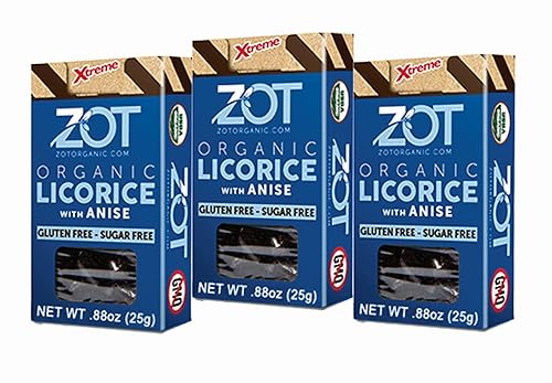 ZOT Regaliz orgánico 100% puro con anís, caja abatible de 88 onzas, juego de 3