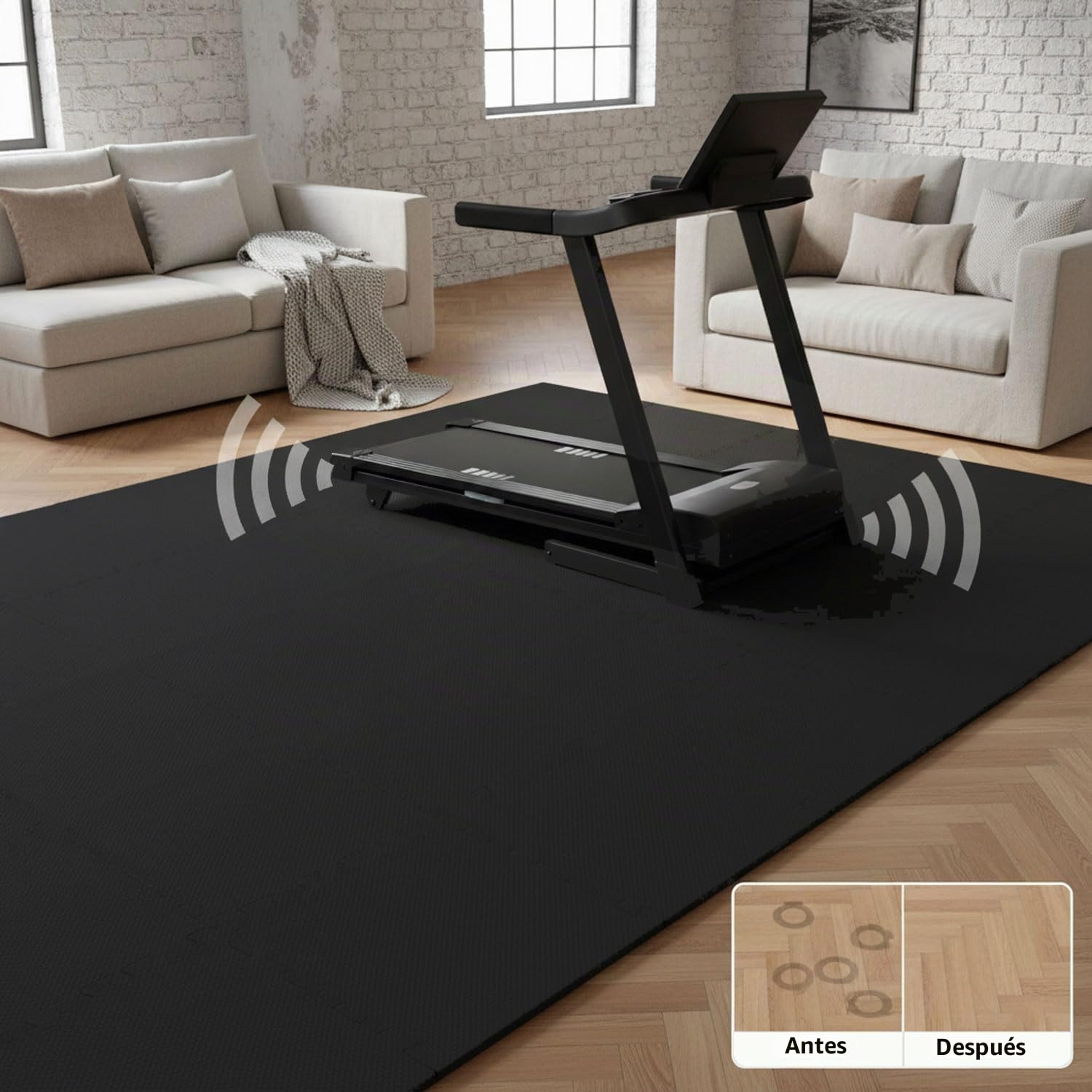 EYEPOWER Losetas Protección Suelo Fitness 30x30 cm Negro - 18 Alfombra Home Gym - Suelo Gimnasio Antigolpes - Protección para Cinta de Correr Bicicleta Elíptica Crosstrainer