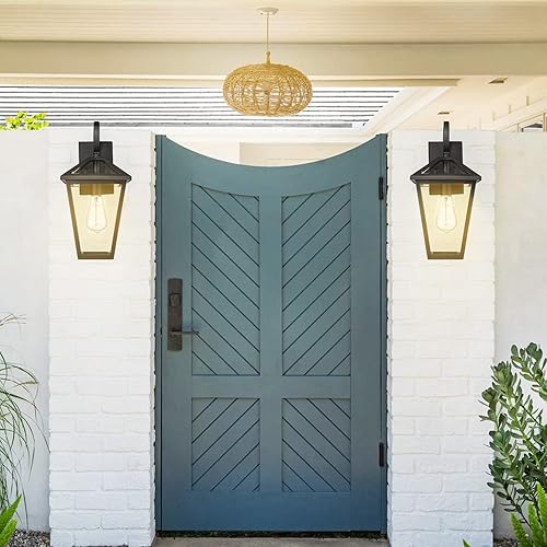 Miniatura 7 de Lámparas de pared para exteriores, faroles de pared exterior impermeables con vidrio, apliques de pared exterior, luces de porche delantero