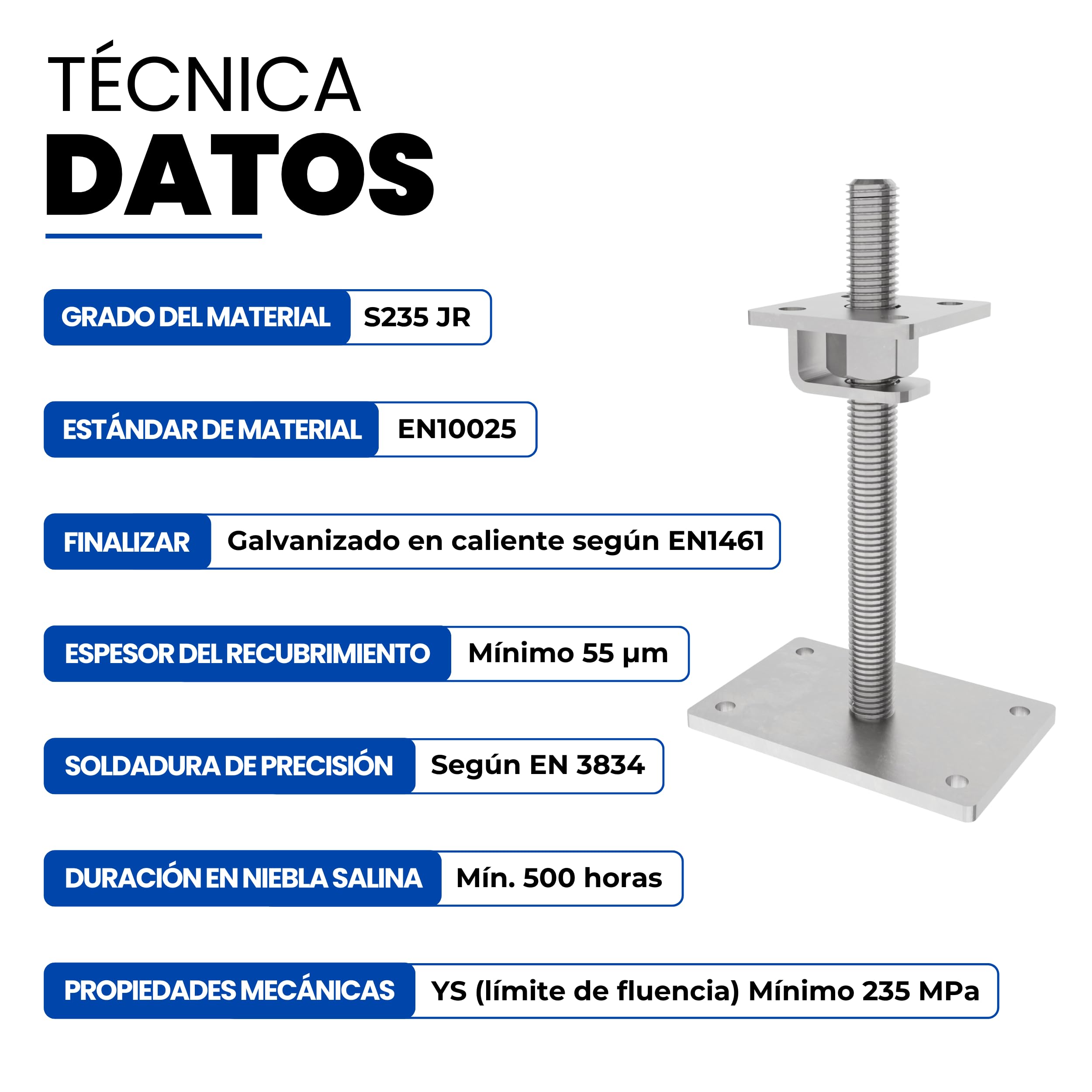 GeZu Impex Soporte Ajustable para Poste 100 x 100 mm Galvanizado en Caliente Juego de 4 Soportes de Ajuste de Altura Base Elevada