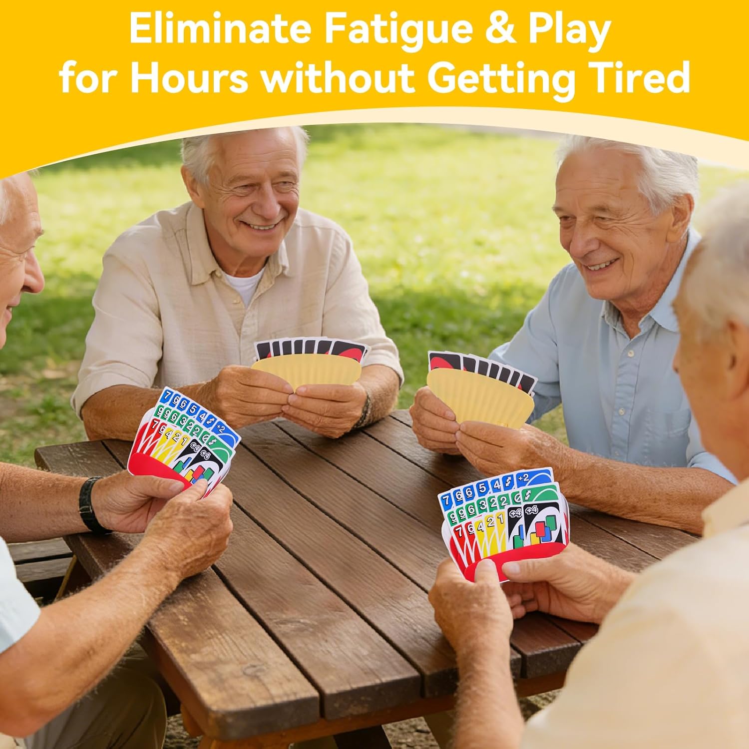 4pcs-Card Holder For Playing Cards, Large And Portable Playing Card Holder, Can Hold 40 Playing Cards In 3 Layers,Suitable For Family Gatherings, Elderly People, Etc.(2pcs Yellow And 2pcs Red) - Image 6