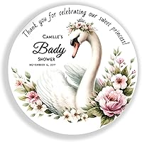 Vista 1 de Etiquetas personalizables con diseño de cisne, calcomanías de agradecimiento para negocios, 100 calcomanías de 2 x 2 pulgadas