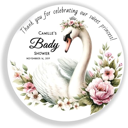 Etiquetas personalizables con diseño de cisne, calcomanías de agradecimiento para negocios, 100 calcomanías de 2 x 2 pulgadas