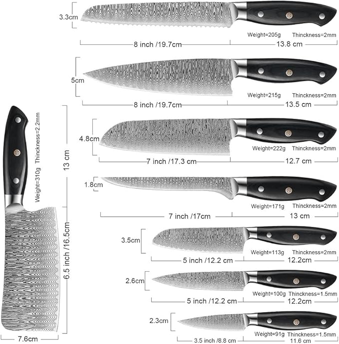 Set Cuchillos Cocina 8 Piezas Acero Inoxidable miniatura 2